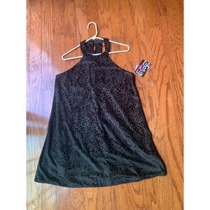 Trixxi Girl Women's Junior Size XL Daytime Black Faux Velvet Halter Dress